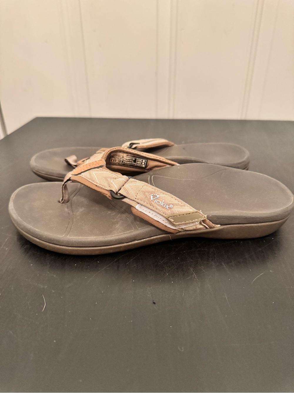 Viakix Orthotic Flip Flops Thong Sandals Adjustable 8 Tan Brown